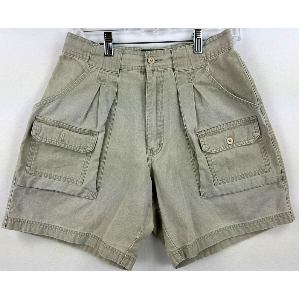 Cabelas Womens Cargo Shorts Size 10 Reg Khaki Cotton Hiking Utility High Rise